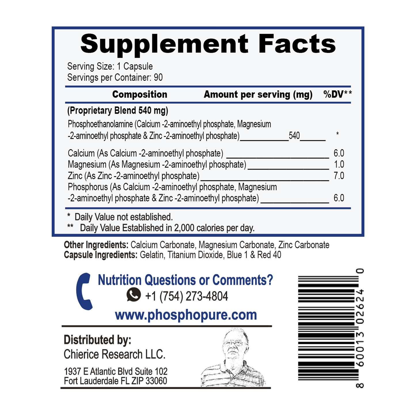 Phosphopure Phosphoethanolamine – 90 Capsules
